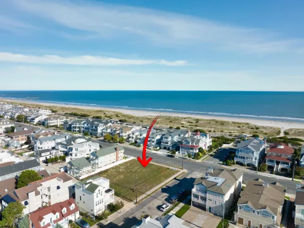 aerial view of building lot and surrounding homes in Ocean City NJ