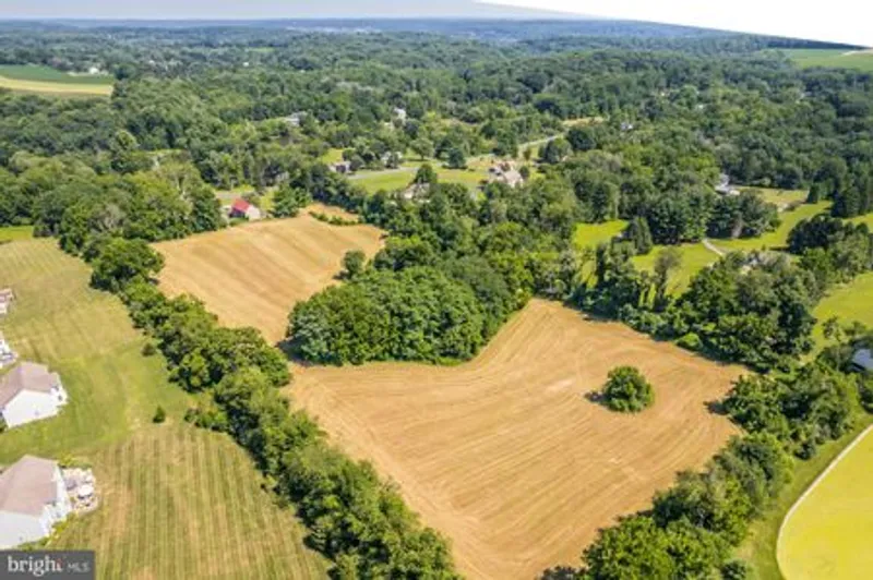 Aerial view of plowed farmland