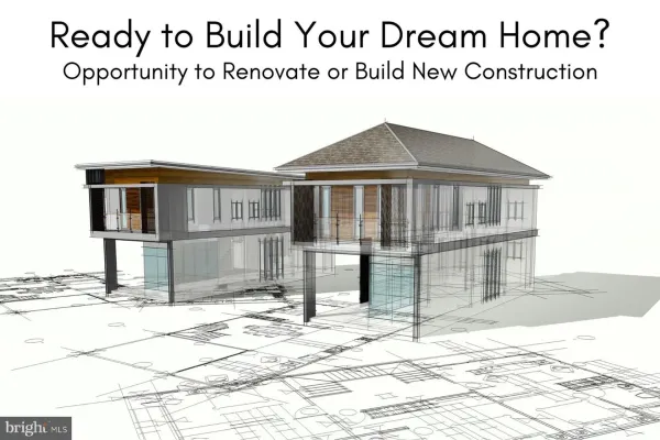 artist's rendering of new construction home on sheet of  floor plans