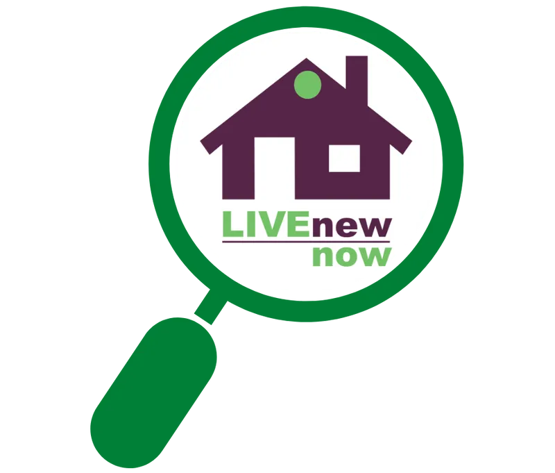 Image of livenewnow house logo inside magnifying glass