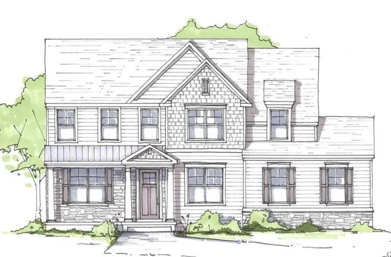 Rendering of Abderdeen model with siding, stone and shingle exterior