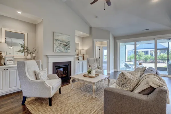 living room in a new home at the bridgewater landing new home community by logan homes