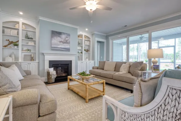 living room in a new home in salters haven by logan home