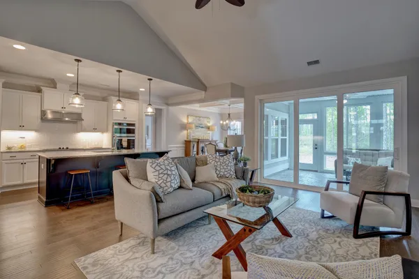 open living room in a new home at the reserve at beaumont oaks in wilmington, nc by logan homes