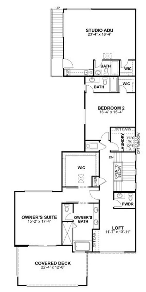 Riviera A 2nd Floor with options, Studio ADU over 2 car garage and Loft ILO Bedroom 3