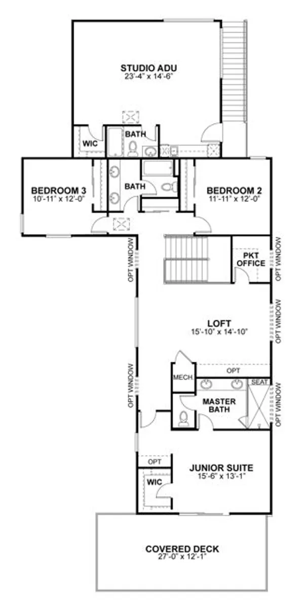 Ventura A 2nd Floor with options, 2 car studio, covered deck