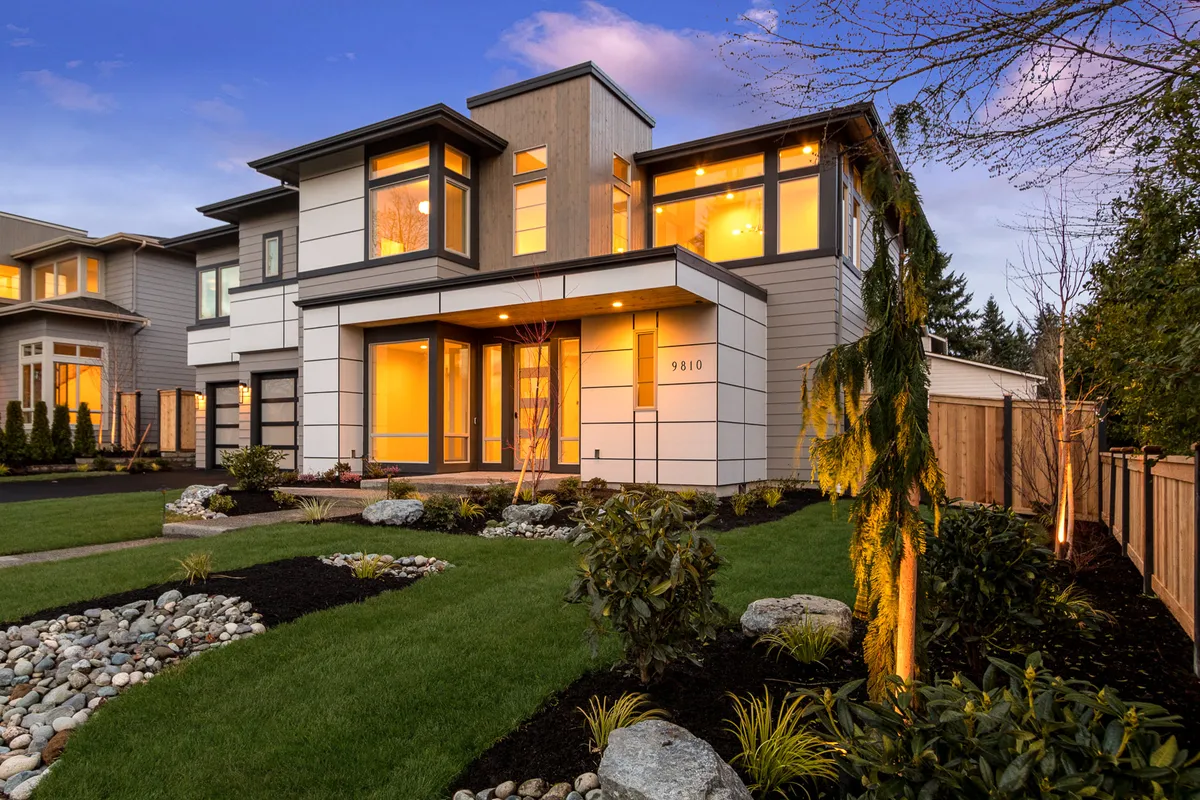 Merit Homes Difference Header Image of a twilight exterior home.
