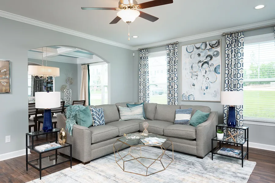 living room in a new home in spartanburg, sc by mungo homes