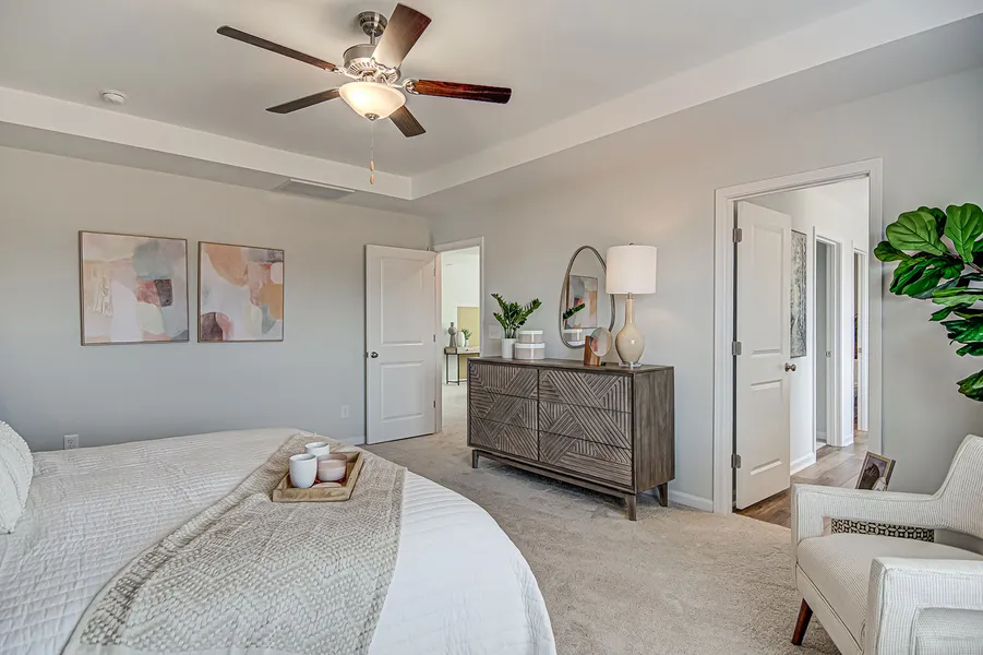 primary bedroom in a new home community, catawba hill, by mungo homes
