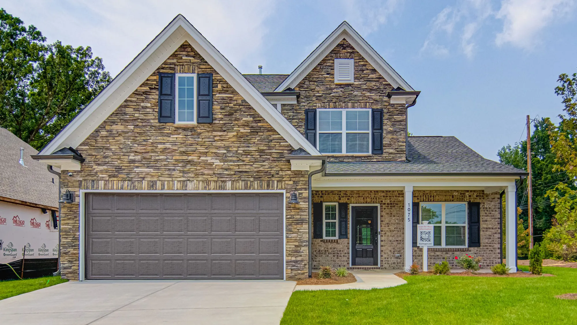 New home for sale in Lewisville NC with stone exterior
