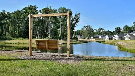 Bench Swings Overlooking the Pond