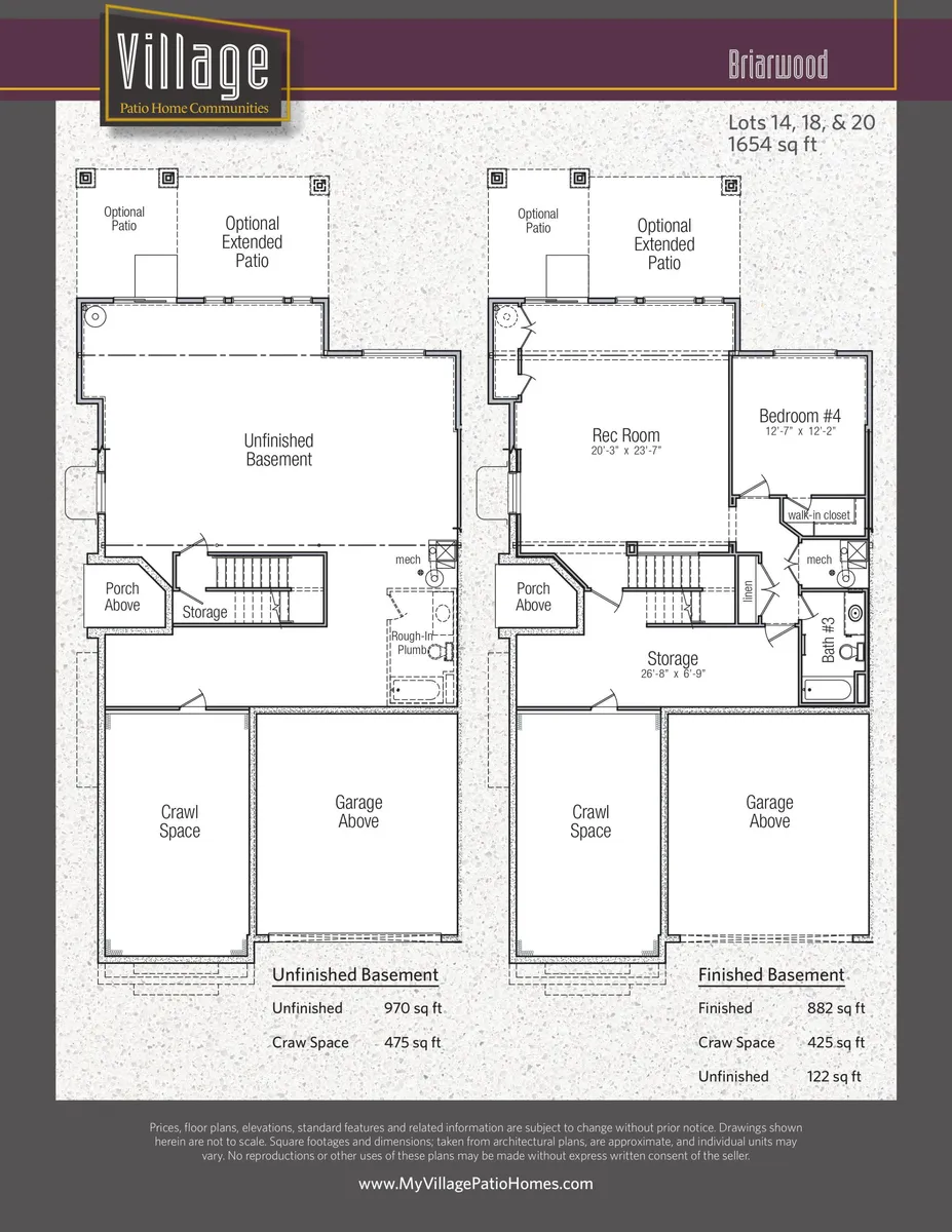 Lot 14, 18, and 20 (Parkside): The Briarwood Basement Level