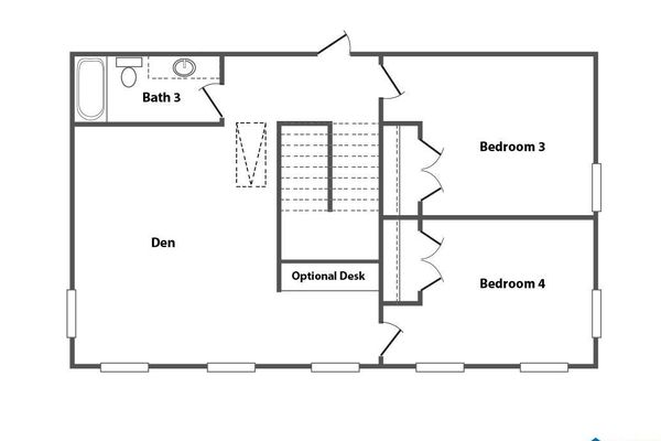 5th bedroom is located where the den is in the rendering