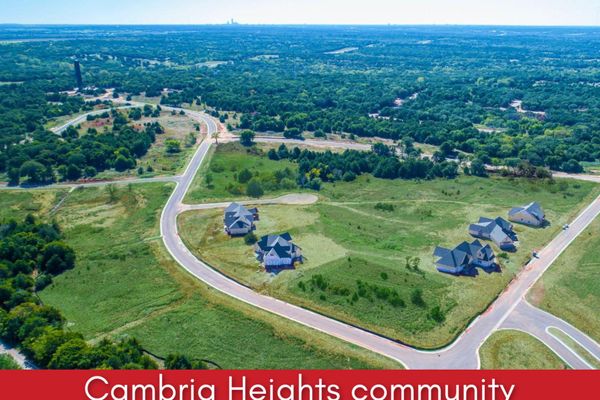 Aerial view of Cambria Heights new home community in Edmond OK