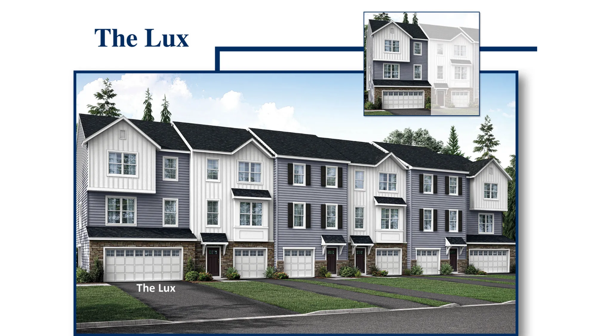 Rendering of new construction townhomes in West Deptford, New Jersey
