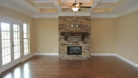 Mt. View II Home great room stone fireplace
