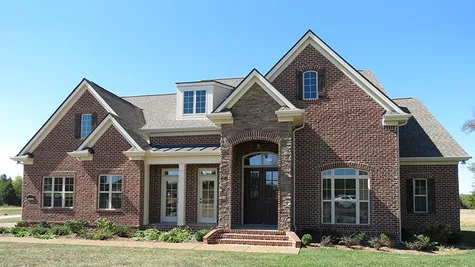 Monticell home brick stone dormer exterior
