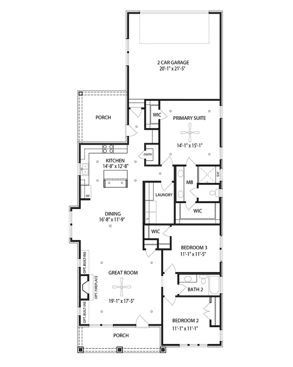 Gadsden, One Level Home Floor Plan