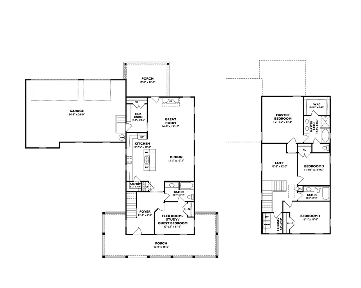 Preston Two-Story Home Floor Plans