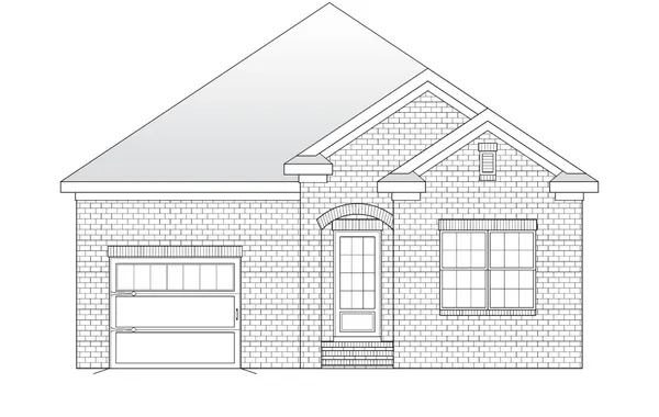 Camden II, elevation A brick front with arched entry.