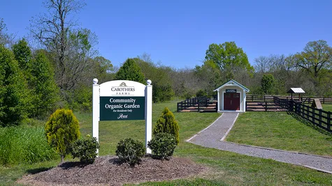 Community Garden sign and building