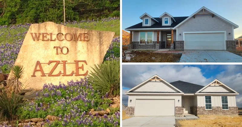 Two exterior Lakeview Heights homes and a Welcome to Azle sign.
