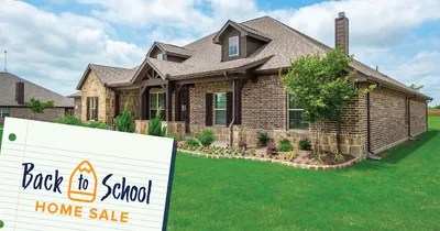 House with back-to-school graphic
