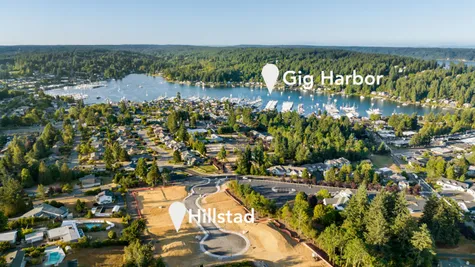 aerial view showing hillstad in proximity to the gig harbor waterfront