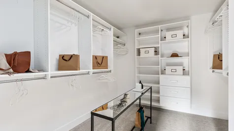 walk-in closet with built-in shelving and drawers