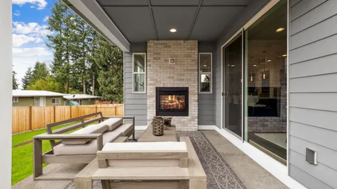 Covered outdoor living with gas fireplace