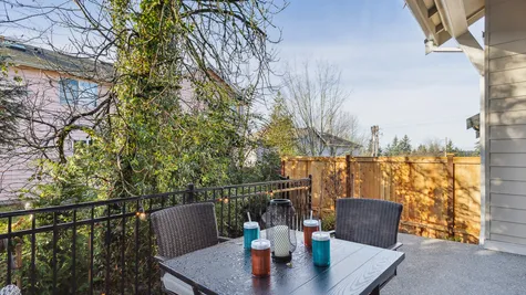 Backyard patio for BBQs and dining (low maintenance!)
