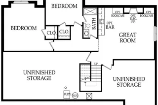 4th BR and Rec Room with 3/4 Bath are standard finish. 5th BR is optional.