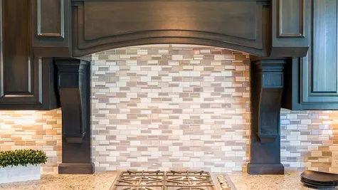 Kitchen Wood Hood And Custom Tile