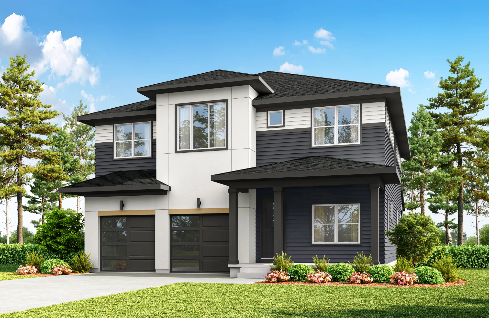 Palmer contemporary exterior rendering for 16459 Timbercrest Drive in Jackson Creek, Monument, Colorado