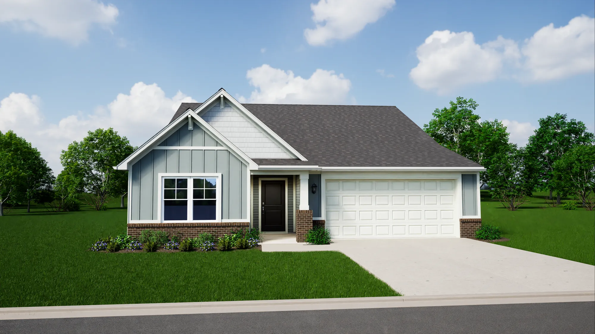 Exterior of the Eisenhower by Silverthorne Homes, Elevation E Brick A