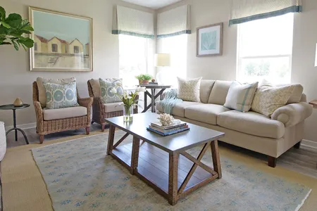 The Living Room of the Wisteria Model Home in Townes at Iron Mill