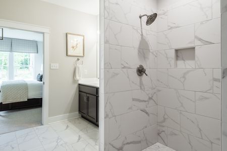 Master bathroom walk-in shower at Holly Colonial