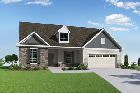 Exterior photo of cottage-style single family home at The Greenwich Walk Villas: Slate