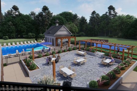 Rendering of Community Pool, Tennis Courts, and Picnic Area in Mosaic at West Creek