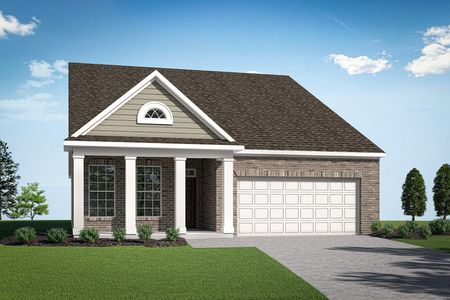 Exterior photo of Georgian-style single family home at The Mosaic at West Creek: Willis