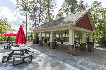 Exterior photo of community picnic and grilling pavilion at The Townes at Notting Place