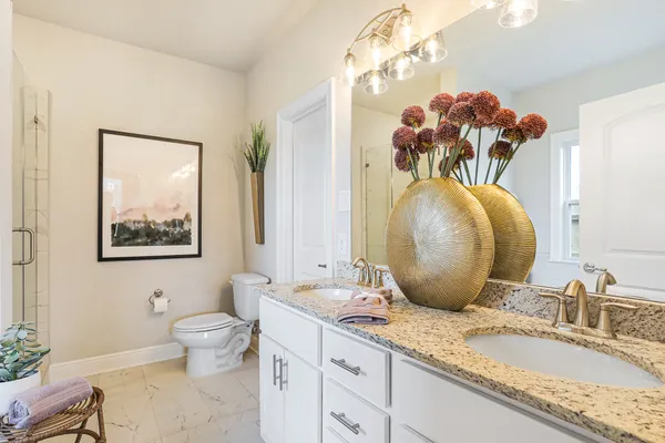 double. vanity sink in a new home by sunrise homes