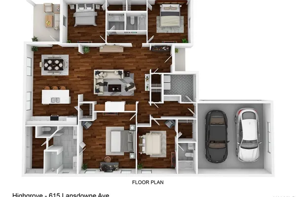 Floor plan rendering of 615 Lansdowne Ave.