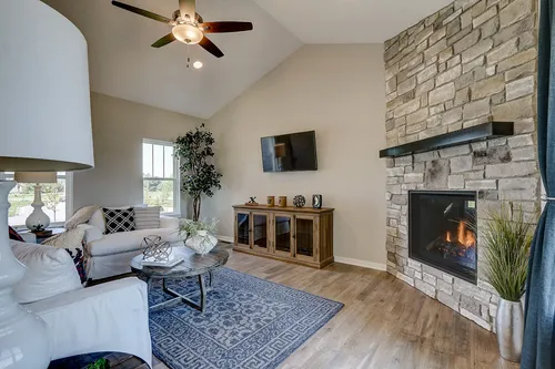 Hearth room in a new home in Wisconsin