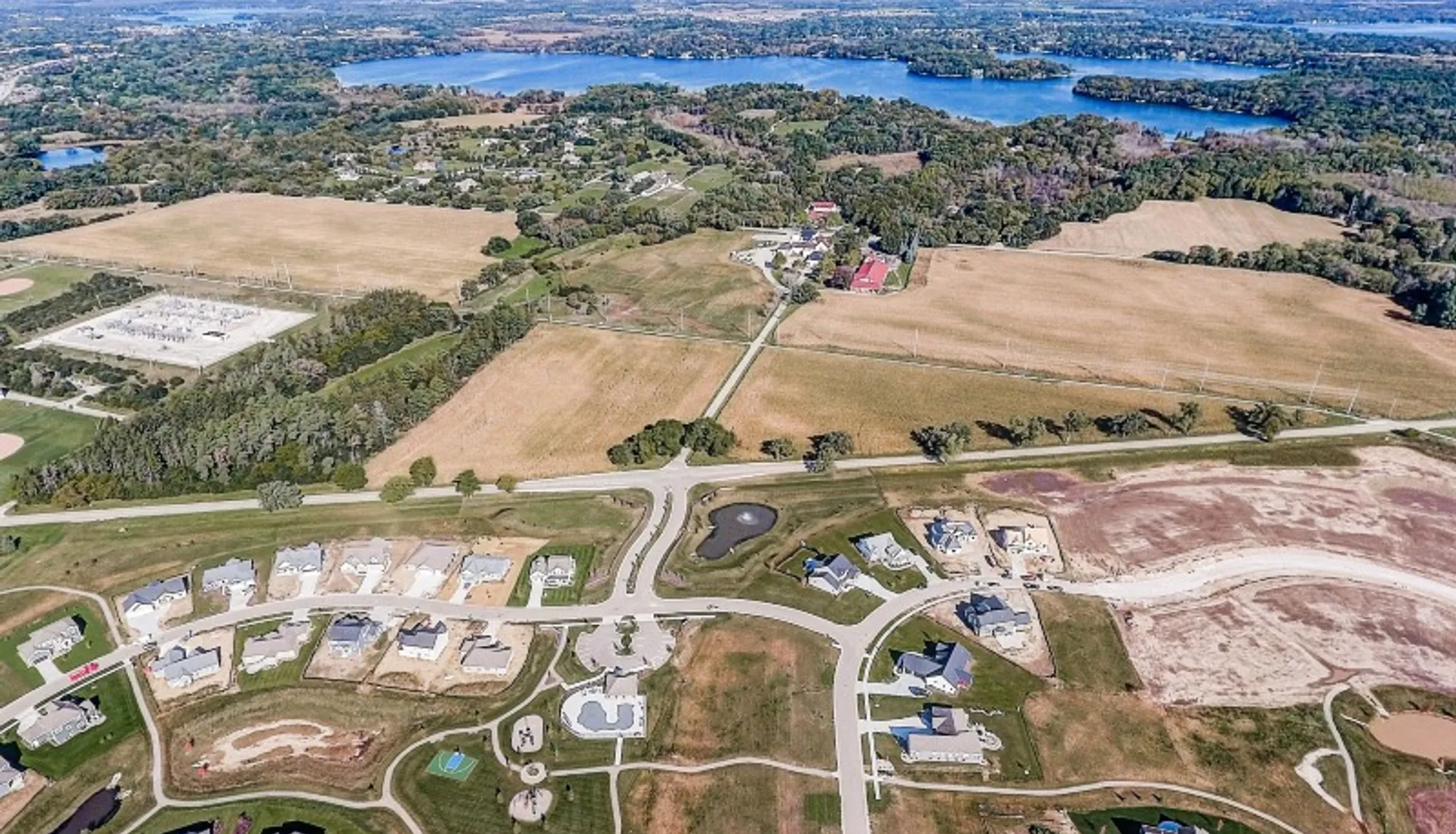Aerial view of homesites in Lake Country Village