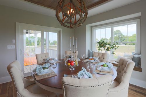 Dining room with unique pendant