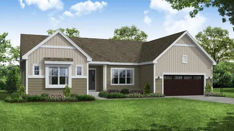 Cascade Farmhouse Front Elevation Rendering