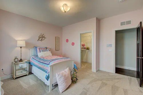 Pink bedroom in a new construction home