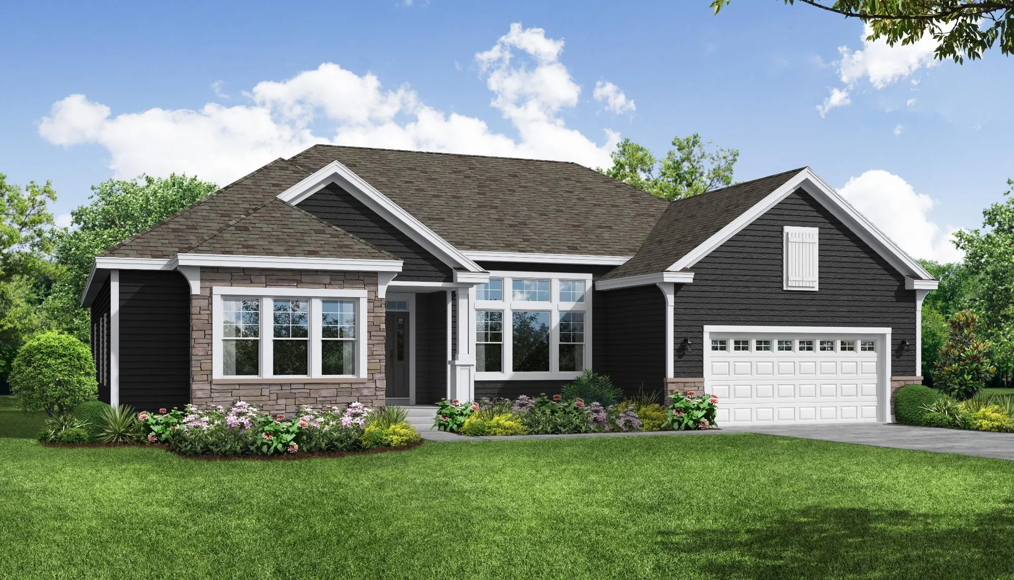 Cascade French Country Front Elevation Rendering