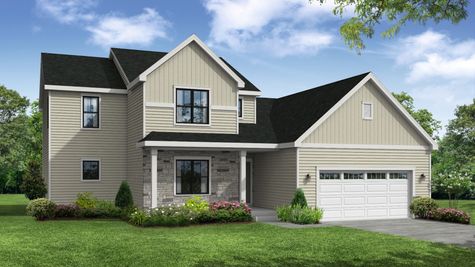 Sweetbriar Farmhouse Front Elevation Rendering